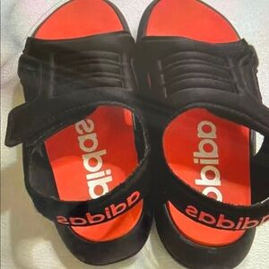 Adidas Kids Black and Red Strap Sandals